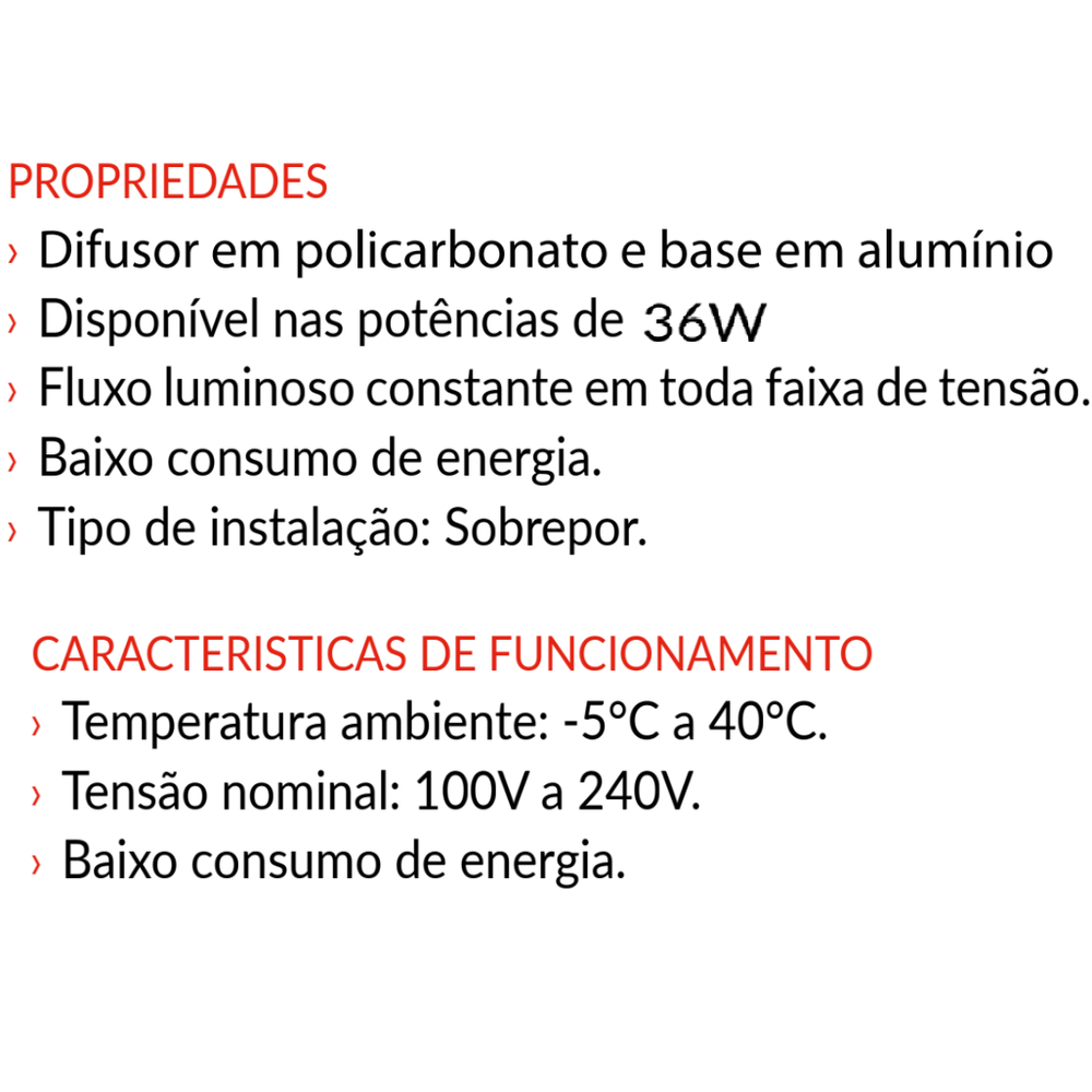 Luminaria Elegance Fit 36W 120cm Slim LED 6500K Branca Bivolt Avant